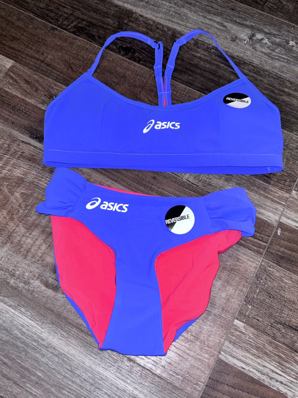 50%off w❤️ NWT Asics Keli Reversible Bikini Top & Bottoms S Beach pink purple